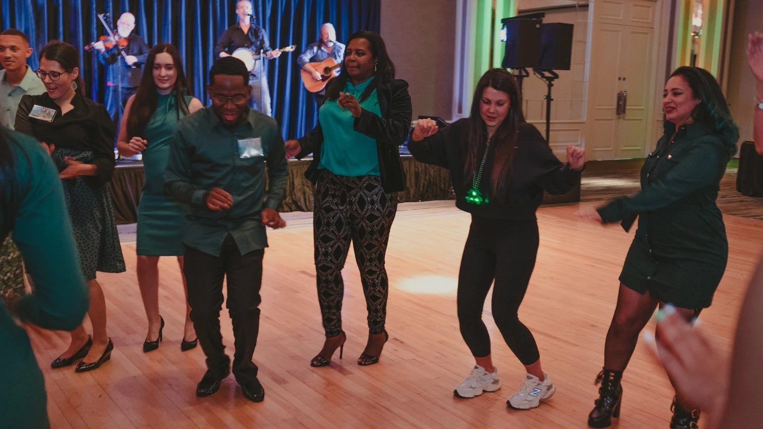 Team members taking part in a group event