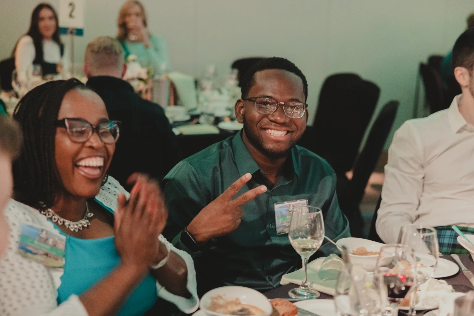 Team members enjoying a celebration